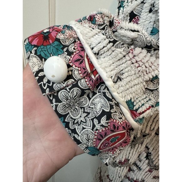 Vintage 1980s Stan Herman Herbcraft Chenille Robe Medium House Coat Pockets - Picture 6 of 8